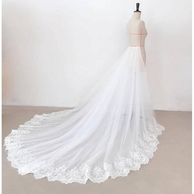 Detachable Tulle Train  Tiered Removable Train For Wedding Dresses White Ivory