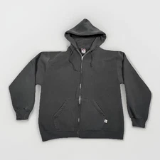 Vintage Russell Athletic Hoodie Mens Large Full Zip Dri-Power Sweatshirt Faded