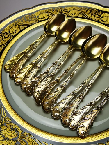 ROUSSEL - 12 Kaffeelöffel aus Vermeil Minerva - Bild 2 von 8