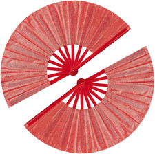 2 Pack Large Folding Hand Fans Clack Handheld Fan for Party, Glitter Festival Ha