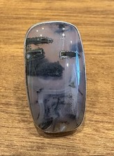 Sterling Silver Dendritic Agate Ring Sz 9.5 Translucent Large Statement Artisan