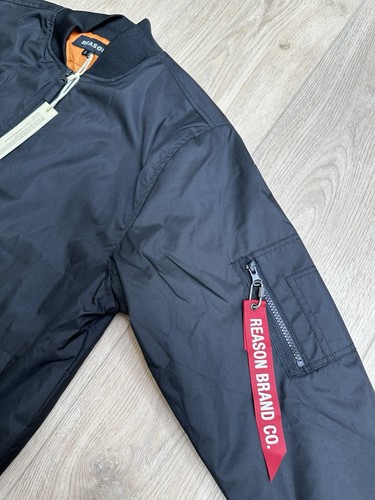 Schwarze MA-1 Bomber Fliegerjacke Herren Large, Reason Brand - NEU mit Etikett - Bild 6 von 15