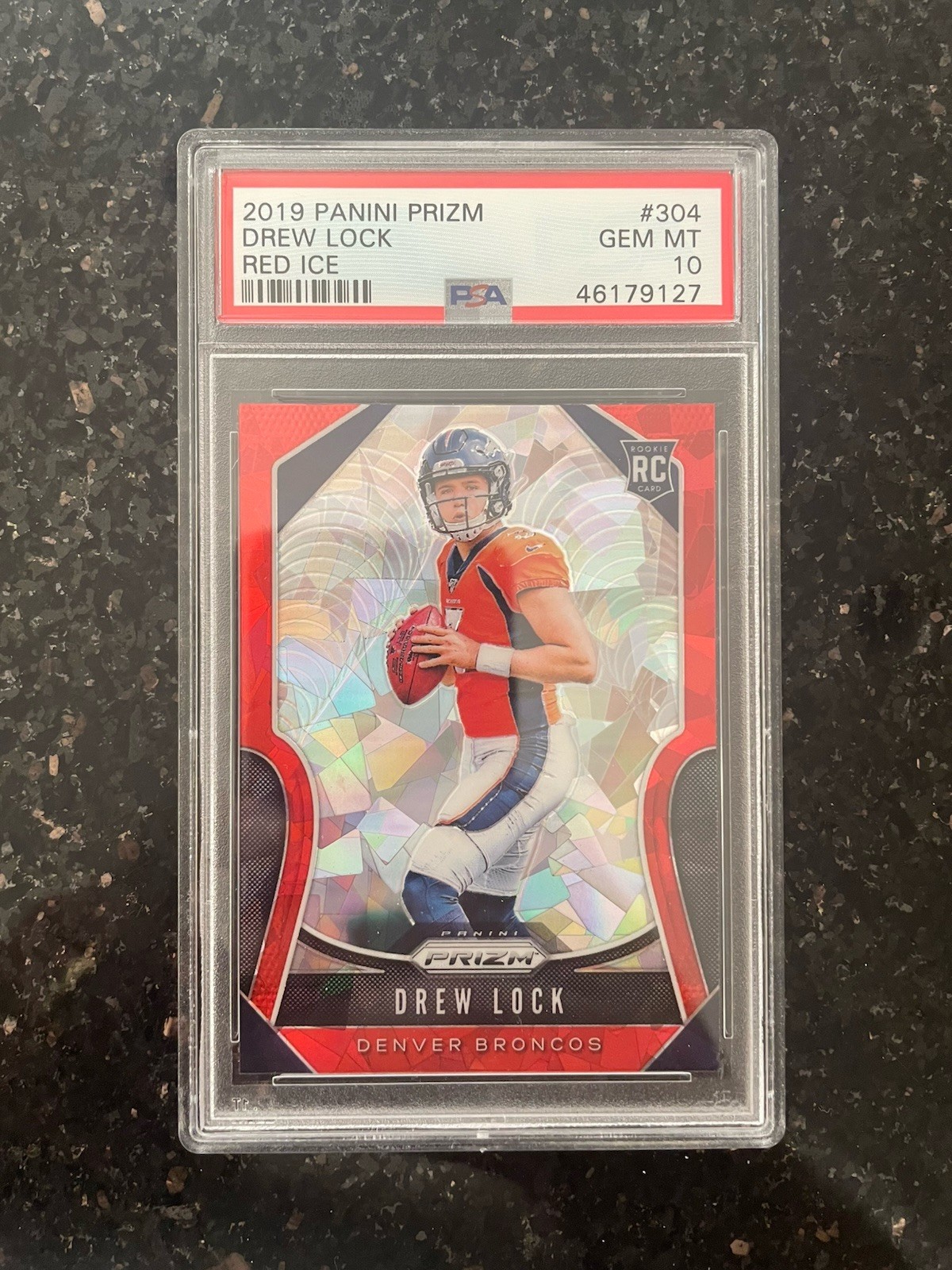 2019 Panini Prizm Drew Lock #304 Red Ice ROOKIE PSA 10 RC AH