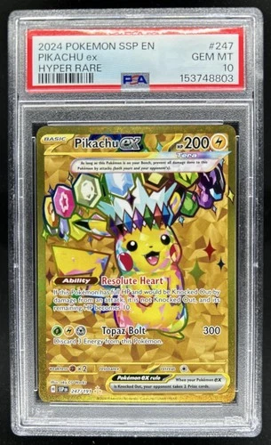 2024 Pokemon Surging Sparks Pikachu Ex Ultra Rare Reverse Holo #247/191 PSA 10