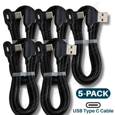 5X 90 Degree Right Angle USB-A to C Cable Type C Cord For Samsung iPhone 15 16