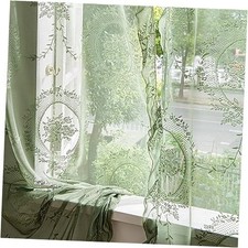 Lace Curtains 84 Inches Long for Bedroom 57"W x 84"L Pack of 2 Olive Green