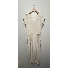 Rebecca Taylor ivory 100 silk cap sleeve drawstring waist jumpsuit size 6 
