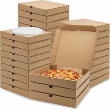 40 Pack Pizza Boxes with Paper Liner, Brown Cardboard Mini Pizza Box Corrugated
