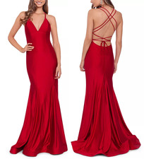 Blondie Nites Gown Juniors 15 Red Lace Up Backless Mermaid NWT FLAW