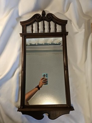 1976 Vintage Homco 32x15'' Colonial Style Rectangle Wall Mirror 2058 Wood Look