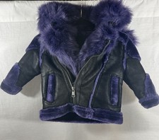 JORDAN CRAIG  KIDS EL JEFE SHEARLING MOTO PURPLE COAT BLACK IRIS SIZE 3T EUC