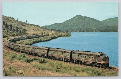 #ad 1952 Northern Pacific North Coast Limited Train Lake Cocolalla Idaho Postcard $4.75