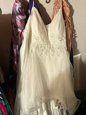 Ever-Pretty White V-Neck Sleeveless A-Line Tulle Wedding Dress 5XL Plus