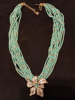 Vintage Nolan Miller Multi-strand Turquoise And ''Blooming Blue'' Sliding Pendant!
