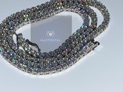GRA zertifizierte VVS Moissanit Tennis Kette Halskette 0,925 Silber Iced Out