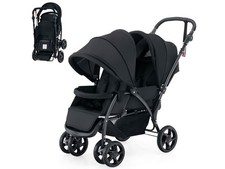 Passeggino pieghevole per gemelli BC10248DK, portata 30 kg, nero - A