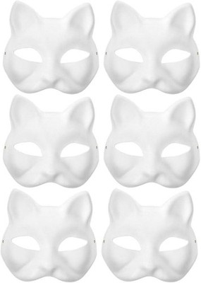 6pcs Blank White Fox Cat Masks   DIY Paper Animal Masquerade Cosplay Party