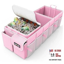 Trunk Organizer, Sturdy Foldable with Cooler for Car, Sudan  SUV Large Pink