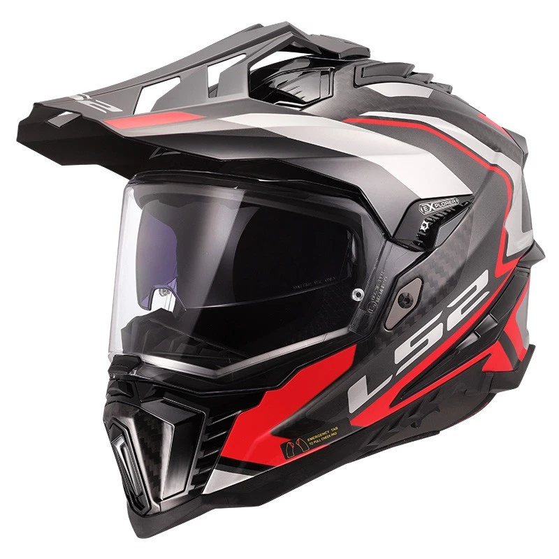 Casque Moto Intégrale LS2 MX701 Explorer Carbone Frontier 2 Red Poli 467016408 - Photo 2/4