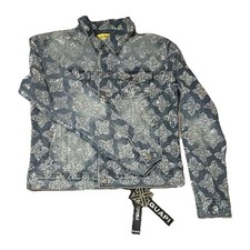 GUAPI Mens Blue Geometric Rhinestone Denim Ja...