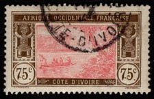 Ivory Coast (France) 1913 SG56 Yt54 75c rose & brown Used