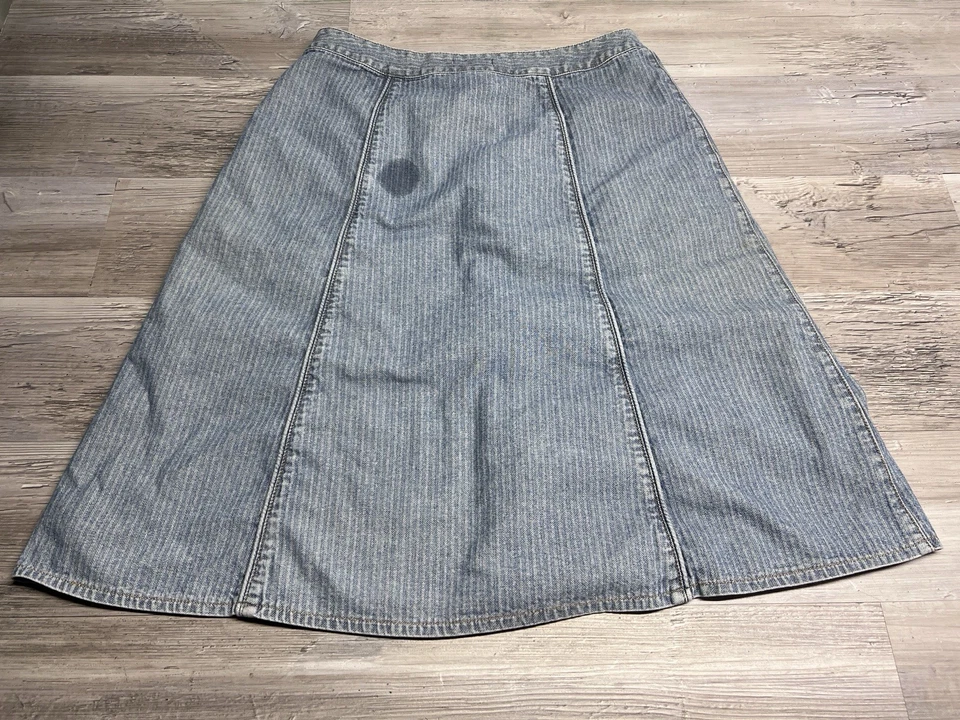 Falda vaquera vintage Y2K para mujer con botones a presión frontal midi talla 12 The Territory Ahead Foto 2 de 4