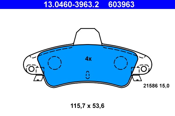 Rear ATE 13.0460-3963.2 Brake Pad Set, disc brake for FORD