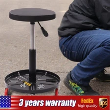 Rolling Garage Stool Adjustable Mechanic Work Shop Seat with 5 Caster 300LBS USA