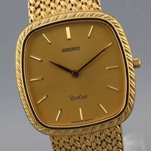 Serviced [Near MINT] Seiko Dolce 8N40-5040 Gold Quartz Mens Vtg Watch From JAPAN