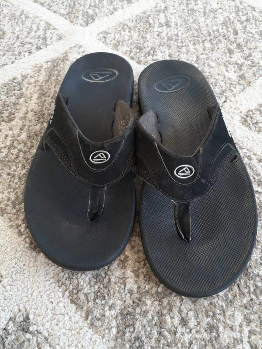 Reef Mens Fanning Flip Flop Sandals Black Bottle Opener Slip On Pool Beach 12