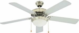 5 White Blade 52 Brushed Nickel Ceiling Fan With Frosted