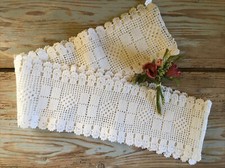 Pizzo Uncinetto Tecnica Filet Cotone Egizio Bianco mt. 2,80 x 12