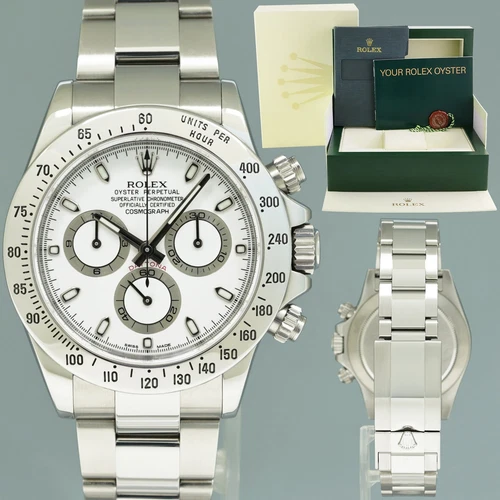 2015 MINT Rolex Daytona 116520 White APH Chronograph Chromalight Steel 40mm