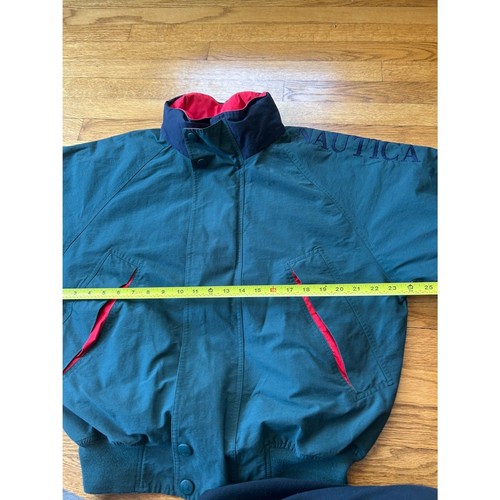 Vintage Nautica Challenge J-Class Green Windbreaker Jacket Sz L Hooded Sailing - Picture 5 of 12