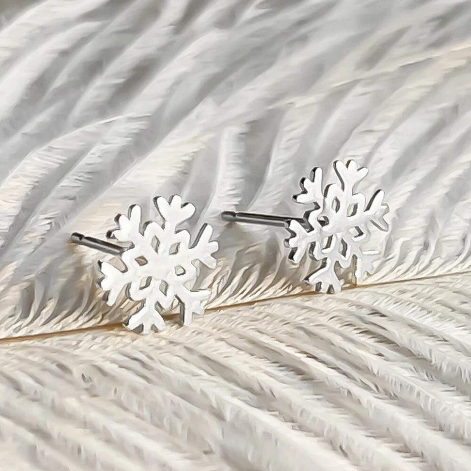 Mujeres 925 Plata Esterlina Joyería Pendientes Elegante Hueco Copo de Nieve Tachuela 0600 Foto 4 de 4