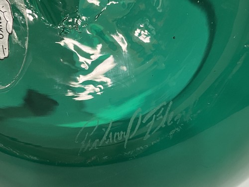 Signed Richard Blenko ~ RETRO 2002 PITCHER ~ Green Glass #939P - Picture 10 of 12