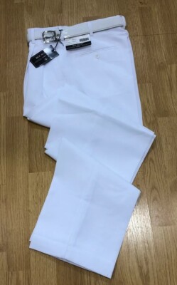 MEN'S WHITE PLEATED DRESS PANTS SLACKS TROUSERS WHITE BELT CUFFED BOTTOMS  NEW | eBay