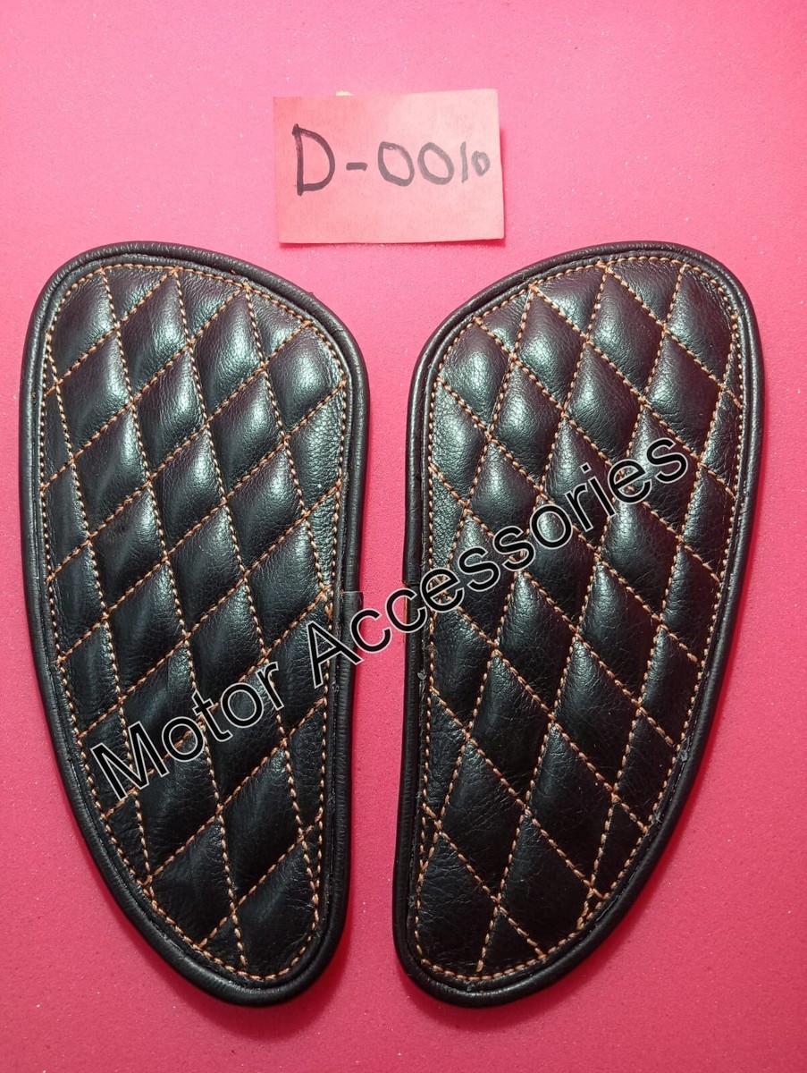 Gas Tank Knee Black Leather Pad Fit For Royal Enfield