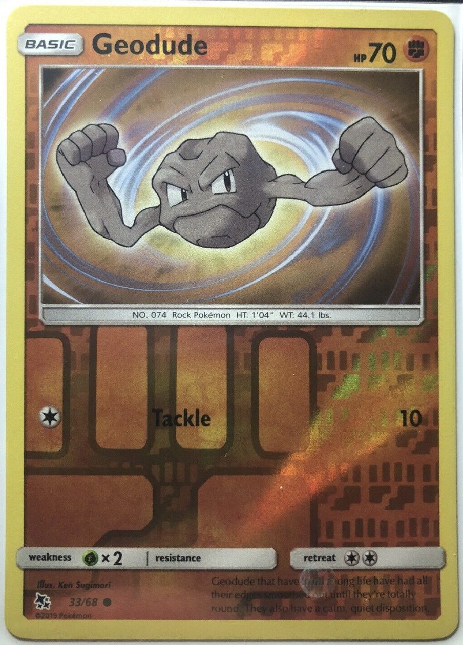 Pokemon - Geodude - Reverse Holo - 33/68 - Hidden Fates - NM/M - NEW