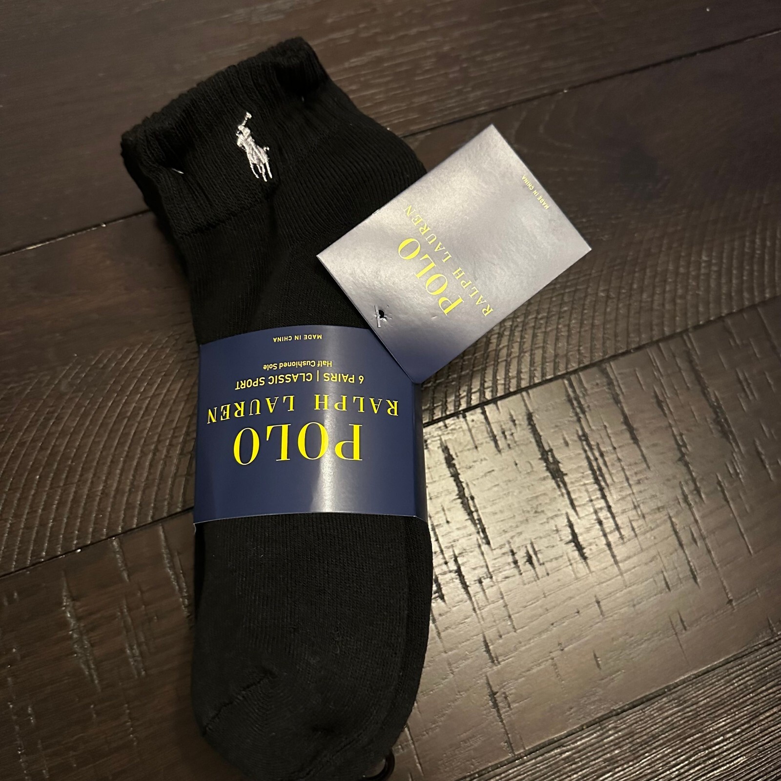 SAOLA Polo Ralph Lauren uomo nero classico mezza suola ammortizzata 6 paia calze sportive