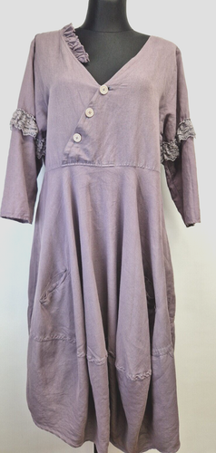 Ewa i Walla dress lagenlook linen cotton Size M oversized pit to pit 22" taupe17 - Picture 8 of 14