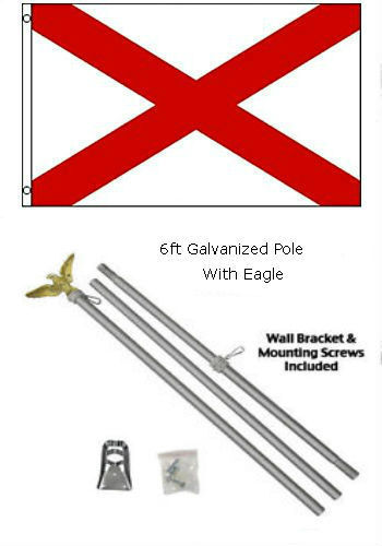 2x3 2'x3' 一部予約販売 State of Alabama Flag Eagle Pole 注目のブランド Top Galvanized Kit