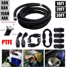 6AN-8AN-10AN Black Nylon E85 PTFE Fuel Line 10-30FT w/6 or 10 Fittings Hose Kit