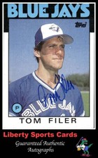 1986 Topps Tom Filer #312 Authentic Autographed Card Toronto Blue Jays