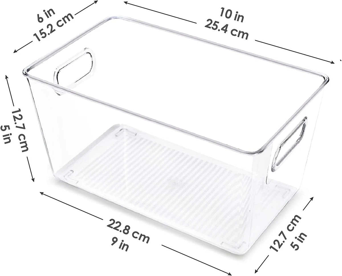 Clear Plastic Pantry Organizer Bins, 6 PCS Food Storage Bins with Handle  for