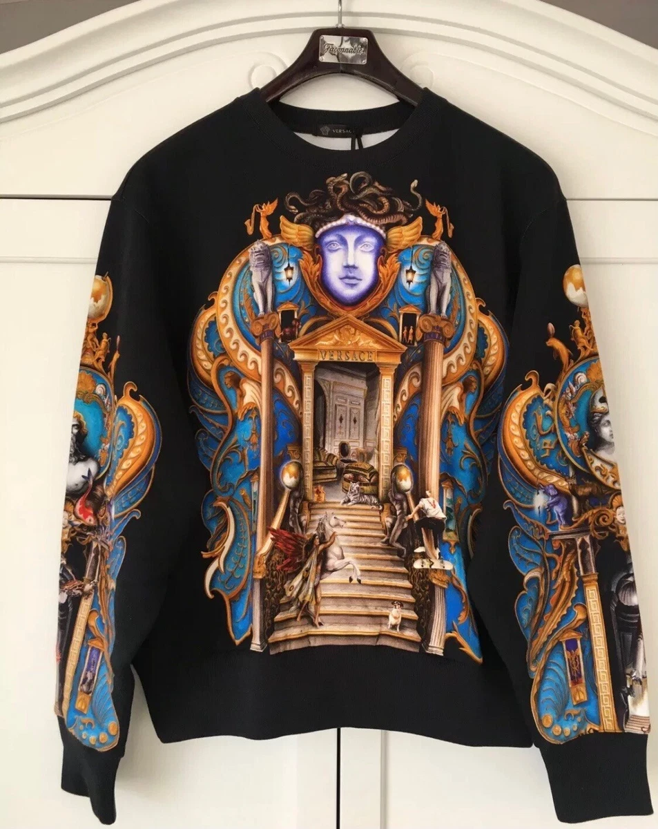 VERSACE Black Baroque Print Sweatshirt Made In Italy