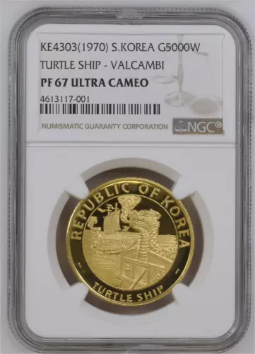 KOREA 1970 5000won turtle ship NGC PF 67 , KOREA GOLD COIN