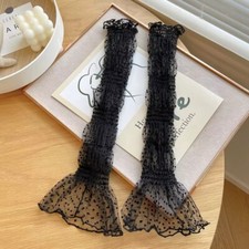 Summer Long Cute Dot Lace Mesh Fingerless Gloves Sun Protection Arm Sleeve