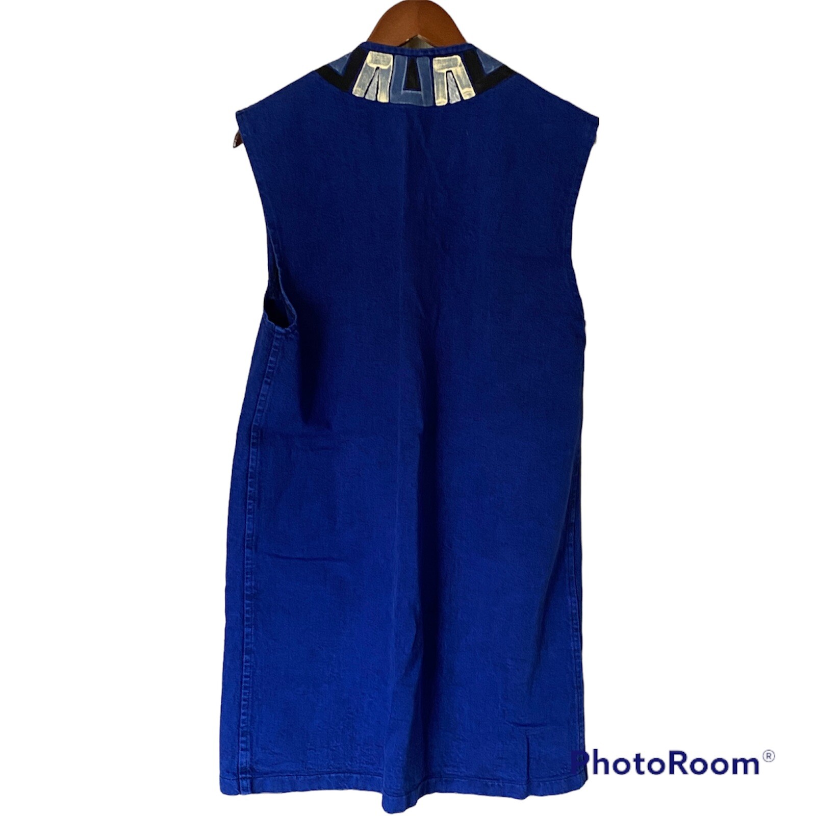 Blue Vest Smock Shawl Pockets Party Gathering Cotton … Gem