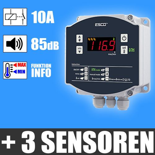 Control de temperatura termómetro impermeable 3x sensor remoto ALARMA relé INDICADOR - Imagen 1 de 8